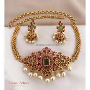 Ruby green stone choker set